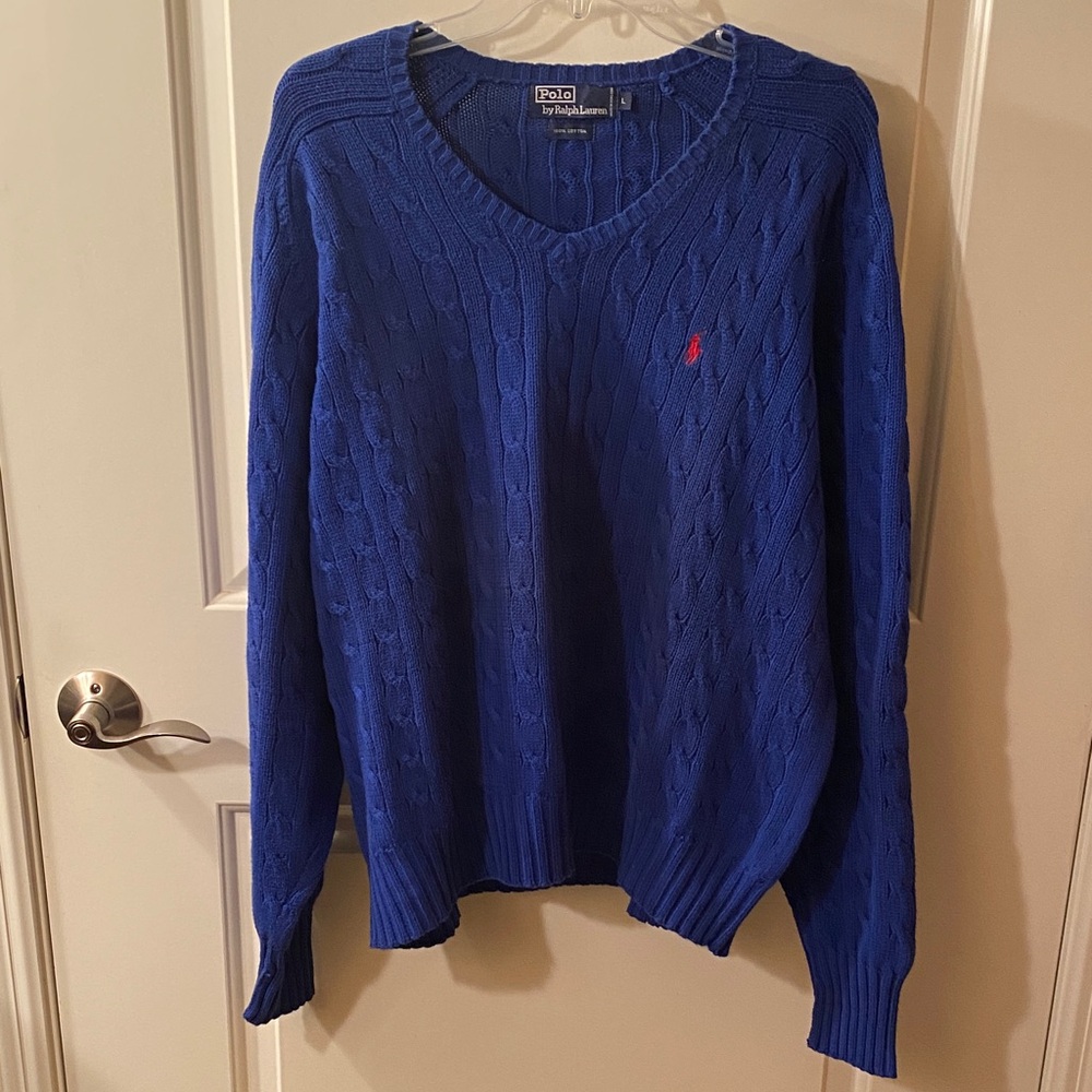 Polo by Ralph Lauren Men's V-Neck Royal Blue Sweater